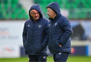14 October 2023; Shelbourne manager Noel King, left, and first team coach Joey Malone before the FAI Women's Cup semi-final match between Shamrock Rovers and Shelbourne at Tallaght Stadium in Dublin. Photo by Ben McShane/Sportsfile