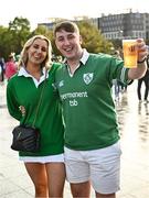 14 October 2023; Ireland supporters Lucy Dillon and Ben Burns, from Castletroy, Limerick, before the 2023 Rugby World Cup quarter-final match between Ireland and New Zealand at the Stade de France in Paris, France. Photo by Harry Murphy/Sportsfile
