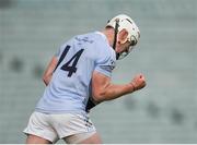 14 October 2023; Will Henn of Na Piarsaigh celebrates after scoring a penalty in the penalty shoot-out during the Limerick County Senior Club Hurling Championship semi-final match between Na Piarsaigh and Doon at the TUS Gaelic Grounds in Limerick. Photo by Tom Beary/Sportsfile