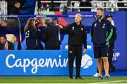 14 October 2023; New Zealand assistant coach Joe Schmidt, left, and Ireland head coach Andy Farrell before the 2023 Rugby World Cup quarter-final match between Ireland and New Zealand at the Stade de France in Paris, France. Photo by Harry Murphy/Sportsfile