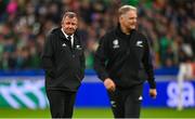 14 October 2023; New Zealand head coach Ian Foster, left, and assistant coach Joe Schmidt before the 2023 Rugby World Cup quarter-final match between Ireland and New Zealand at the Stade de France in Paris, France. Photo by Ramsey Cardy/Sportsfile