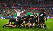 14 October 2023; Ireland players Iain Henderson, left, and Andrew Porter control a maul during the 2023 Rugby World Cup quarter-final match between Ireland and New Zealand at the Stade de France in Paris, France. Photo by Brendan Moran/Sportsfile
