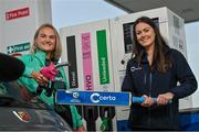 17 October 2023; Certa, Ireland’s largest fuel supplier, has opened Ireland’s first HVO biofuel station in Liffey Valley. Hydrotreated Vegetable Oil (HVO), which is produced from waste plant matter, is available at all pumps alongside diesel and unleaded petrol at the new forecourt. HVO can be used as a direct replacement for diesel without any need for vehicle or engine modifications to help motorists lower their carbon emissions by up to 90%. Certa operates 41 unmanned pay@pump forecourts and plans to roll out its HVO offering across its network. For more information visit: www.certaireland.ie. In attendance is Certa Head of Retail Grace Cunningham with Ireland Women's Cricket player and Certa brand ambassador Gaby Lewis. Photo by David Fitzgerald/Sportsfile