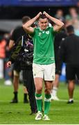 14 October 2023; Jonathan Sexton of Ireland after his side's defeat in the 2023 Rugby World Cup quarter-final match between Ireland and New Zealand at the Stade de France in Paris, France. Photo by Harry Murphy/Sportsfile
