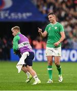 14 October 2023; Jonathan Sexton of Ireland reacts to a missed penalty kick during the 2023 Rugby World Cup quarter-final match between Ireland and New Zealand at the Stade de France in Paris, France. Photo by Harry Murphy/Sportsfile