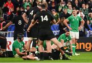 14 October 2023; Jonathan Sexton of Ireland reacts at the end of the 2023 Rugby World Cup quarter-final match between Ireland and New Zealand at the Stade de France in Paris, France. Photo by Harry Murphy/Sportsfile