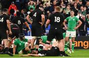 14 October 2023; Jonathan Sexton of Ireland reacts at the end of the 2023 Rugby World Cup quarter-final match between Ireland and New Zealand at the Stade de France in Paris, France. Photo by Harry Murphy/Sportsfile
