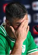 14 October 2023; Jonathan Sexton of Ireland during a press conference after his side's defeat in the 2023 Rugby World Cup quarter-final match between Ireland and New Zealand at the Stade de France in Paris, France. Photo by Ramsey Cardy/Sportsfile