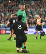 14 October 2023; Jonathan Sexton of Ireland and Ardie Savea of New Zealand after the 2023 Rugby World Cup quarter-final match between Ireland and New Zealand at the Stade de France in Paris, France. Photo by Ramsey Cardy/Sportsfile