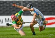 15 October 2023; Nicky Cleere of Bennettsbridge is tackled by Mikey Butler of O'Loughlin Gaels during the Kilkenny County Senior Club Hurling Championship semi-final match between O'Loughlin Gaels and Bennettsbridge at UPMC Nowlan Park in Kilkenny. Photo by Tyler Miller/Sportsfile