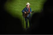 15 October 2023; Singer Mundy performs before the Offaly County Senior Club Hurling Championship final match between Kilcormac-Killoughey and Shinrone at Grant Heating St Brendan's Park in Birr, Offaly. Photo by Seb Daly/Sportsfile