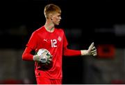 14 October 2023; Iceland goalkeeper Jón Solvi Simonarson during the UEFA European U17 Championship qualifying round 10 match between Republic of Ireland and Iceland at Turner's Cross in Cork. Photo by Eóin Noonan/Sportsfile