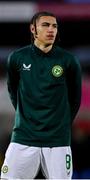 14 October 2023; Niall McAndrews of Republic of Ireland during the UEFA European U17 Championship qualifying round 10 match between Republic of Ireland and Iceland at Turner's Cross in Cork. Photo by Eóin Noonan/Sportsfile