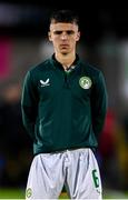 14 October 2023; Matthew Moore of Republic of Ireland during the UEFA European U17 Championship qualifying round 10 match between Republic of Ireland and Iceland at Turner's Cross in Cork. Photo by Eóin Noonan/Sportsfile