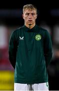 14 October 2023; Luca Cailloce of Republic of Ireland during the UEFA European U17 Championship qualifying round 10 match between Republic of Ireland and Iceland at Turner's Cross in Cork. Photo by Eóin Noonan/Sportsfile