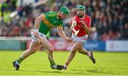 15 October 2023; Oisín Mahon of Kilcormac-Killoughey in action against Donal Morkan of Shinrone during the Offaly County Senior Club Hurling Championship final match between Kilcormac-Killoughey and Shinrone at Grant Heating St Brendan's Park in Birr, Offaly. Photo by Seb Daly/Sportsfile