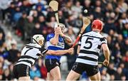 15 October 2023; Shane O'Regan of Sarsfields in action against Seán O'Leary Hayes of Midleton during the Cork County Premier Senior Club Hurling Championship final between Sarsfields and Midleton at Páirc Uí Chaoimh in Cork. Photo by Eóin Noonan/Sportsfile