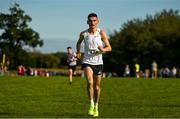 15 October 2023; Keelan Kilrehill of Moy Valley AC, Mayo, on his way to winning the senior men's 8000m during the Autumn Open International Cross Country Festival & The Athletics Ireland Cross County Xperience at Abbotstown in Dublin. Photo by Sam Barnes/Sportsfile