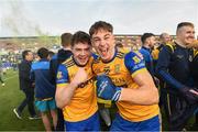 15 October 2023; Oisin Hooney and Jamie Kelly of St Joseph's celebrate after the Laois County Senior Club Football Championship final match between St Joseph's and Portlaoise at Laois Hire O'Moore Park in Portlaoise, Laois. Photo by Matt Browne/Sportsfile