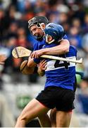 15 October 2023; Jack O'Connor of Sarsfields, left, celebrates with team-mate Paul Leopold after the Cork County Premier Senior Club Hurling Championship final between Sarsfields and Midleton at Páirc Uí Chaoimh in Cork. Photo by Eóin Noonan/Sportsfile