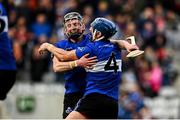 15 October 2023; Jack O'Connor of Sarsfields, left, celebrates with team-mate Paul Leopold after the Cork County Premier Senior Club Hurling Championship final between Sarsfields and Midleton at Páirc Uí Chaoimh in Cork. Photo by Eóin Noonan/Sportsfile