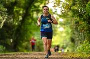 15 October 2023; Linda Ni Ghormain of LSA AC competes in the Cross Country Xperience 4k during the Autumn Open International Cross Country Festival & The Athletics Ireland Cross County Xperience at Abbotstown in Dublin. Photo by Sam Barnes/Sportsfile