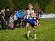 15 October 2023; Oliver Couch of Ratoath AC, Meath, competes in the U13 boys 4x500m relay during the Autumn Open International Cross Country Festival & The Athletics Ireland Cross County Xperience at Abbotstown in Dublin. Photo by Sam Barnes/Sportsfile