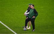 14 October 2023; South Africa director of rugby Rassie Erasmus, right, and South Africa head coach Jacques Nienaber before the 2023 Rugby World Cup quarter-final match between France and South Africa at the Stade de France in Paris, France. Photo by Brendan Moran/Sportsfile