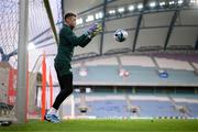 15 October 2023; Goalkeeper Mark Travers during a Republic of Ireland training session at Estádio Algarve in Faro, Portugal. Photo by Stephen McCarthy/Sportsfile