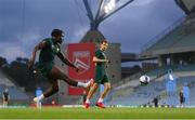 15 October 2023; Festy Ebosele during a Republic of Ireland training session at Estádio Algarve in Faro, Portugal. Photo by Stephen McCarthy/Sportsfile