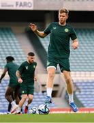 15 October 2023; Nathan Collins during a Republic of Ireland training session at Estádio Algarve in Faro, Portugal. Photo by Stephen McCarthy/Sportsfile