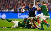 15 October 2023; Anthony Jelonch of France is tackled by Bongi Mbonambi, centre, Franco Mostert, right, and Duane Vermeulen of South Africa during the 2023 Rugby World Cup quarter-final match between France and South Africa at the Stade de France in Paris, France. Photo by Harry Murphy/Sportsfile