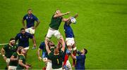 15 October 2023; Cameron Woki of France steals a line out from Duane Vermeulen of South Africa during the 2023 Rugby World Cup quarter-final match between France and South Africa at the Stade de France in Paris, France. Photo by Brendan Moran/Sportsfile