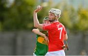15 October 2023; Dara Maher of Shinrone in action against Adam Screeney of Kilcormac-Killoughey during the Offaly County Senior Club Hurling Championship final match between Kilcormac-Killoughey and Shinrone at Grant Heating St Brendan's Park in Birr, Offaly. Photo by Seb Daly/Sportsfile