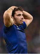 15 October 2023; Antoine Dupont of France reacts after his side's defeat in the 2023 Rugby World Cup quarter-final match between France and South Africa at the Stade de France in Paris, France. Photo by Harry Murphy/Sportsfile