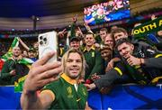 15 October 2023; Faf de Klerk of South Africa with supporters after the 2023 Rugby World Cup quarter-final match between France and South Africa at the Stade de France in Paris, France. Photo by Harry Murphy/Sportsfile