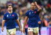15 October 2023; Gael Fickou of France, right, after the 2023 Rugby World Cup quarter-final match between France and South Africa at the Stade de France in Paris, France. Photo by Ramsey Cardy/Sportsfile