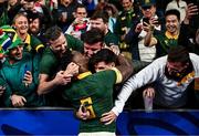 15 October 2023; Siya Kolisi of South Africa with supporters after his side's victory in the 2023 Rugby World Cup quarter-final match between France and South Africa at the Stade de France in Paris, France. Photo by Harry Murphy/Sportsfile