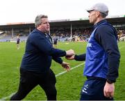 15 October 2023; Darragh Egan of Kiladangan shakes hands with Thurles Sarsfields manager Pádraic Maher, right, after the drawn Tipperary County Senior Club Hurling Championship final match between Thurles Sarsfields and Kiladangan at FBD Semple Stadium in Thurles, Tipperary. Photo by Piaras Ó Mídheach/Sportsfile