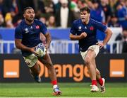 15 October 2023; Peato Mauvaka, left, and Damien Penaud of France during the 2023 Rugby World Cup quarter-final match between France and South Africa at the Stade de France in Paris, France. Photo by Harry Murphy/Sportsfile