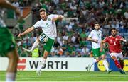16 October 2023; Evan Ferguson of Republic of Ireland scores his side's first goal during the UEFA EURO 2024 Championship qualifying group B match between Gibraltar and Republic of Ireland at Estádio Algarve in Faro, Portugal. Photo by Stephen McCarthy/Sportsfile