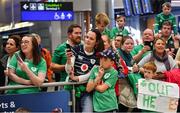 16 October 2023; Supporters await the Ireland rugby team on their return to Dublin Airport from the 2023 Rugby World Cup in France. Photo by Piaras Ó Mídheach/Sportsfile