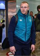 16 October 2023; Keith Earls of Ireland on the teams return at Dublin Airport from the 2023 Rugby World Cup in Paris, France. Photo by Piaras Ó Mídheach/Sportsfile