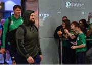 16 October 2023; Andrew Porter and Ryan Baird of Ireland on the Ireland rugby teams return at Dublin Airport from the 2023 Rugby World Cup in Paris, France. Photo by Piaras Ó Mídheach/Sportsfile
