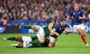 15 October 2023; Damien Penaud of France is tackled by Duane Vermeulen of South Africa during the 2023 Rugby World Cup quarter-final match between France and South Africa at the Stade de France in Paris, France. Photo by Ramsey Cardy/Sportsfile