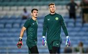 16 October 2023; Republic of Ireland goalkeepers Mark Travers, right, and Max O'Leary before the UEFA EURO 2024 Championship qualifying group B match between Gibraltar and Republic of Ireland at Estádio Algarve in Faro, Portugal. Photo by Seb Daly/Sportsfile