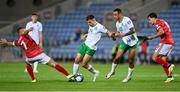 16 October 2023; Jayson Molumby, 14, and Adam Idah of Republic of Ireland in action against Gibraltar players Lee Casciaro, left, and Ayoub El Hmidi during the UEFA EURO 2024 Championship qualifying group B match between Gibraltar and Republic of Ireland at Estádio Algarve in Faro, Portugal. Photo by Seb Daly/Sportsfile