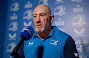 17 October 2023; Forwards and scrum coach Robin McBryde during Leinster rugby media conference at UCD in Dublin. Photo by Ben McShane/Sportsfile