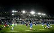 17 October 2023; The Slovenia players warm up before the UEFA EURO 2024 Championship qualifying group H match between Northern Ireland and Slovenia at the National Football Stadium at Windsor Park in Belfast. Photo by Ramsey Cardy/Sportsfile