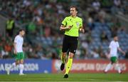 16 October 2023; Referee Christian-Petru Ciochirca during the UEFA EURO 2024 Championship qualifying group B match between Gibraltar and Republic of Ireland at Estádio Algarve in Faro, Portugal. Photo by Stephen McCarthy/Sportsfile